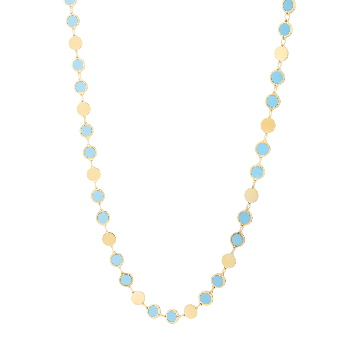 14K Turquoise Geometric Mirror Gem Chain Necklace