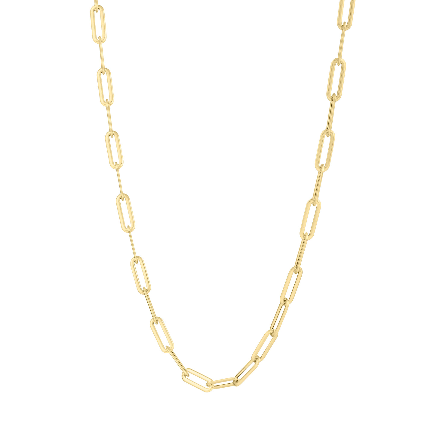 14K Long Domed Paperclip Necklace