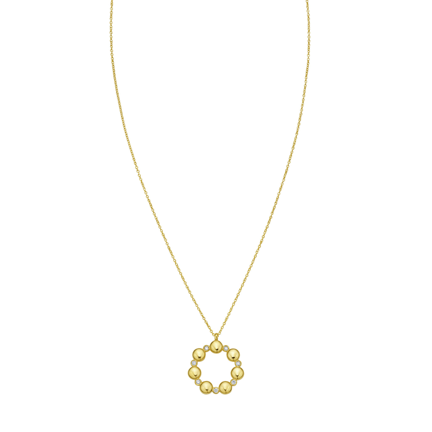 14K Diamond Circle Bauble Necklace