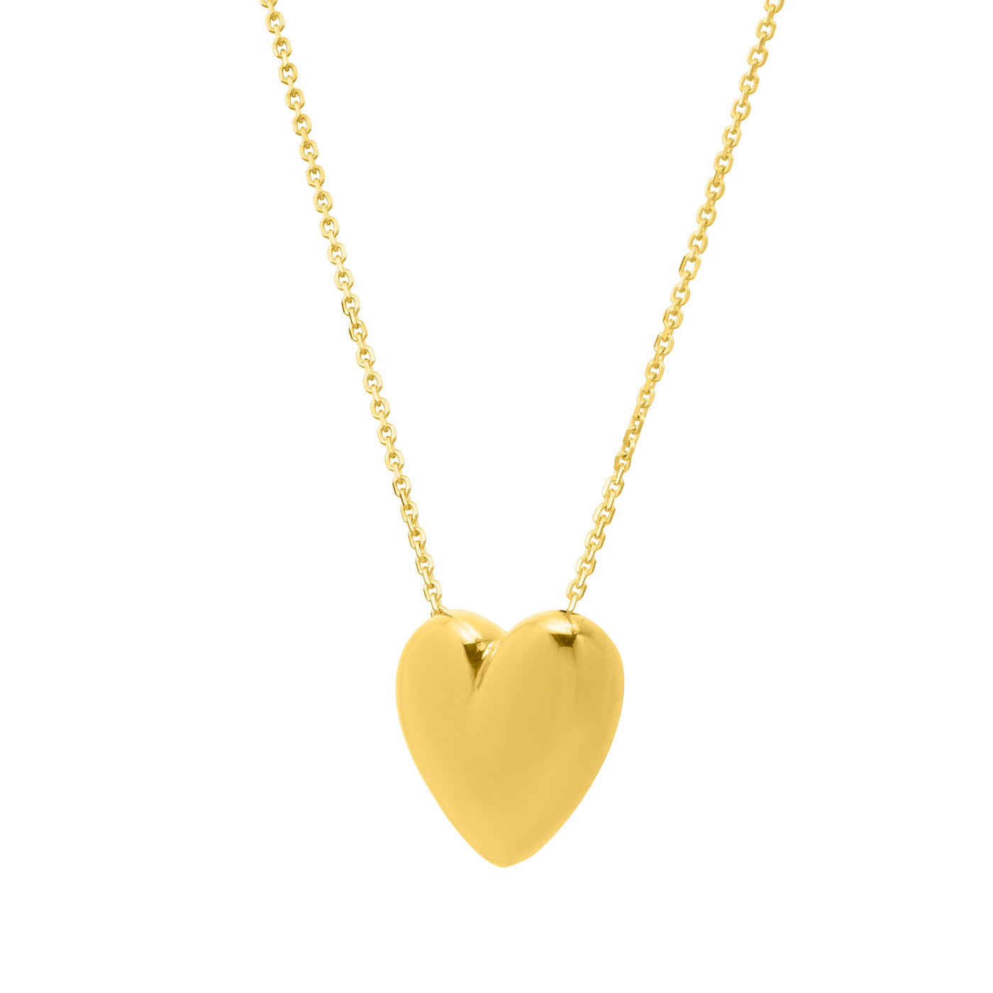 14K Gold Large Puffed Up Heart Necklace