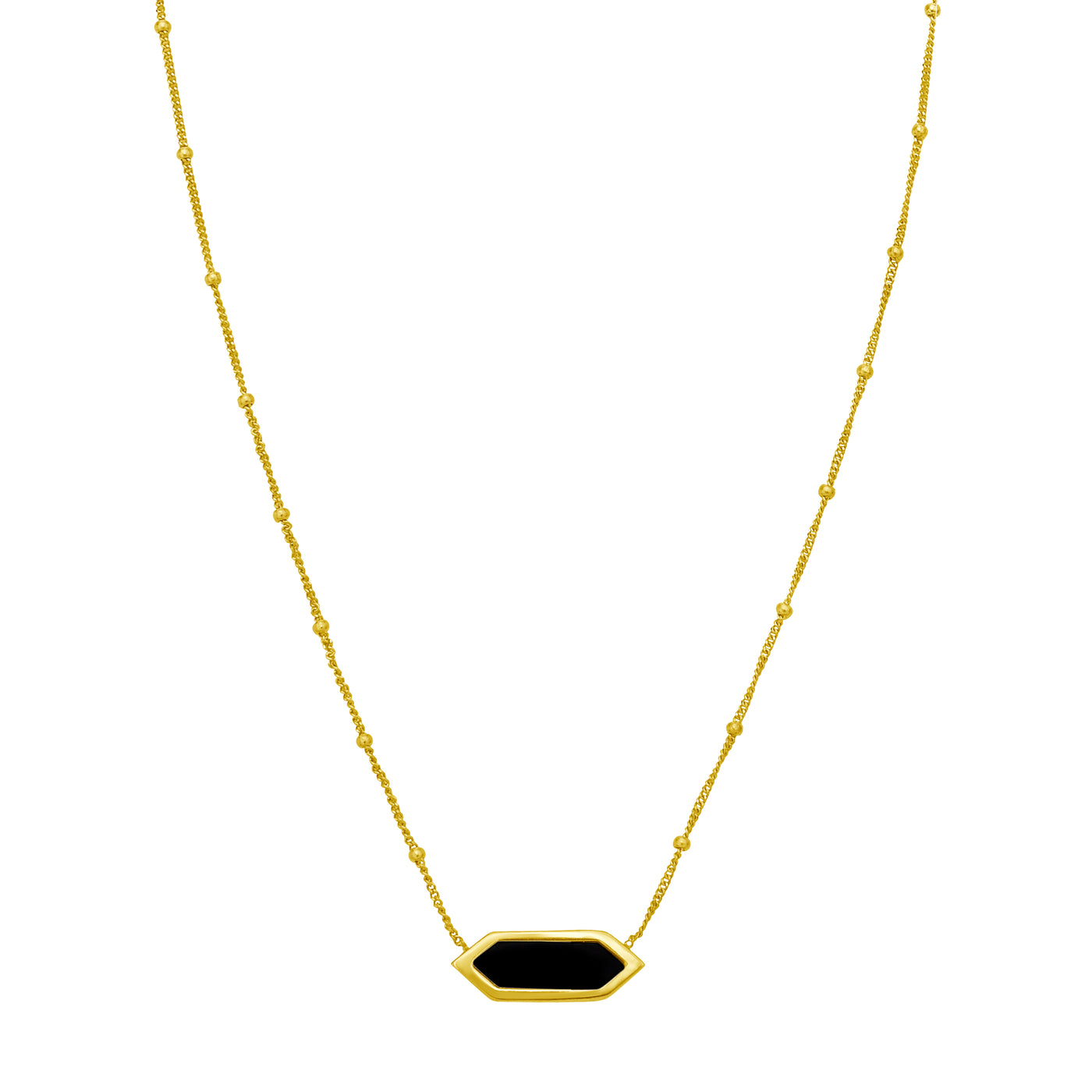 14K Hexagon Onyx Necklace