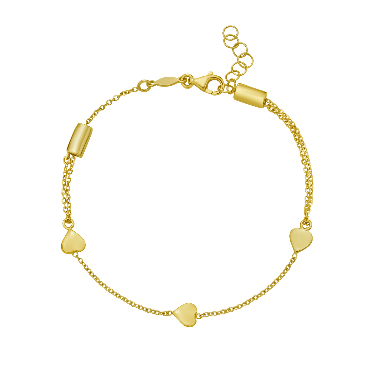 14K Adjustable Heart Link Bracelet