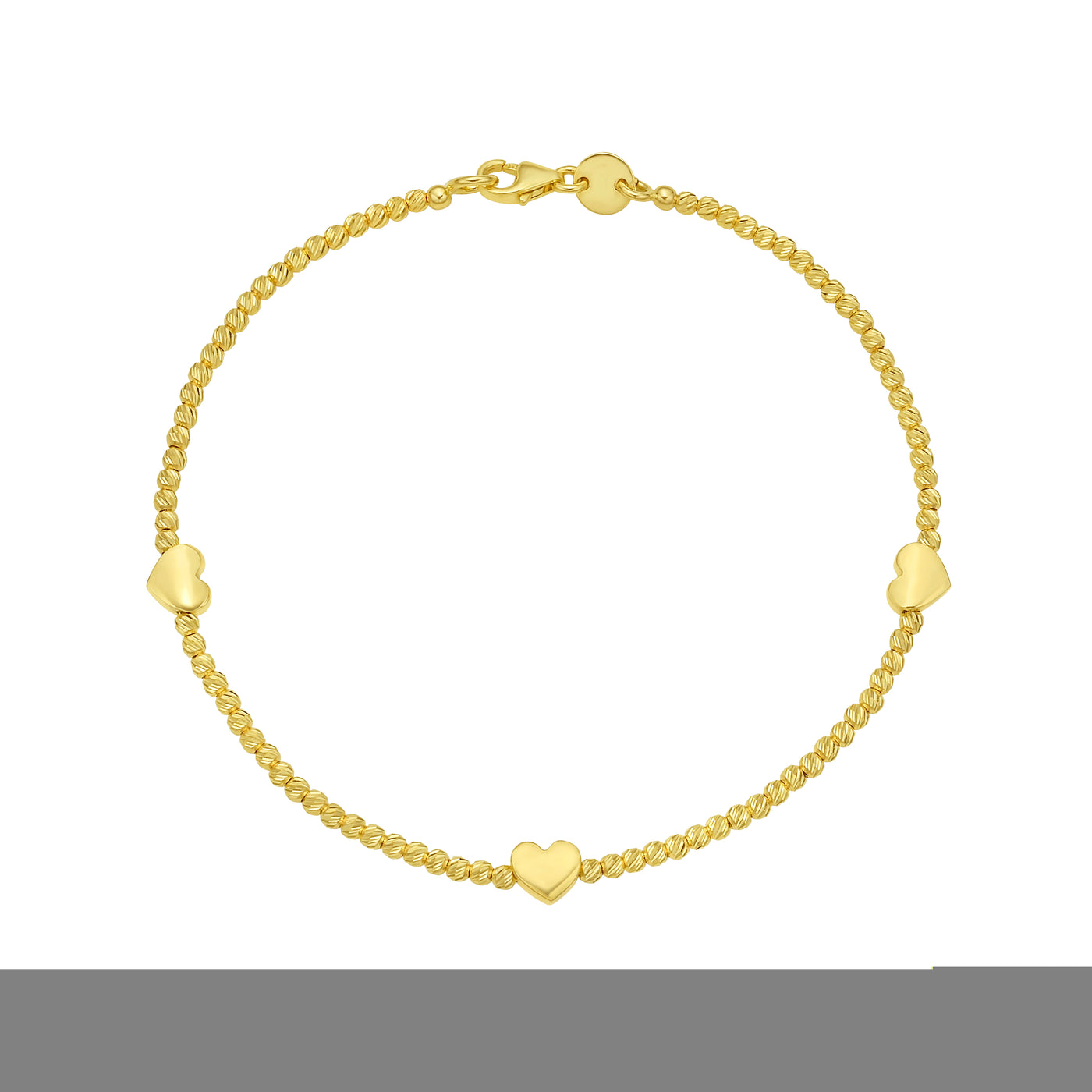 14K Heart Station Bead Bracelet