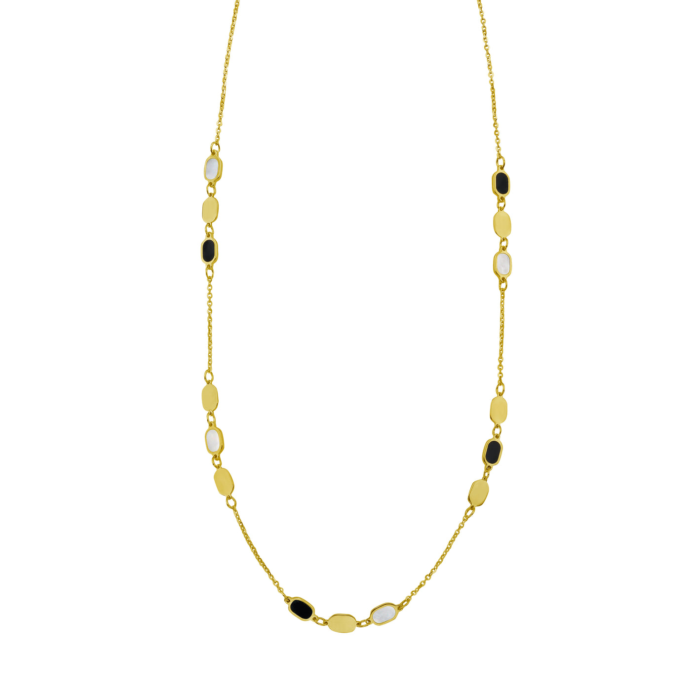 14K Onyx & MOP Inlay Links Necklace