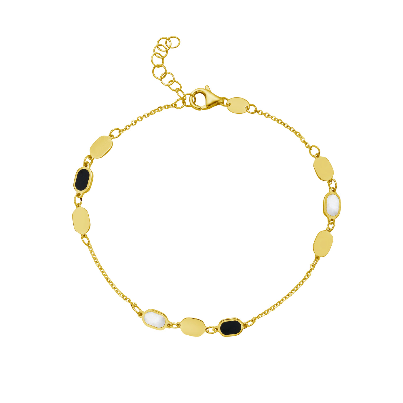 14K Onyx & MOP Inlay Links Bracelet