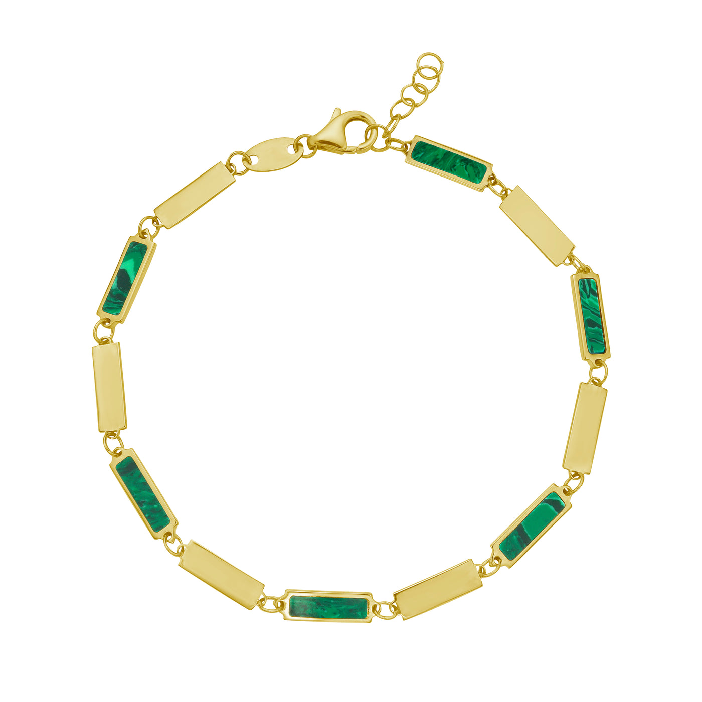 14K Malachite Rectangle Links Bracelet