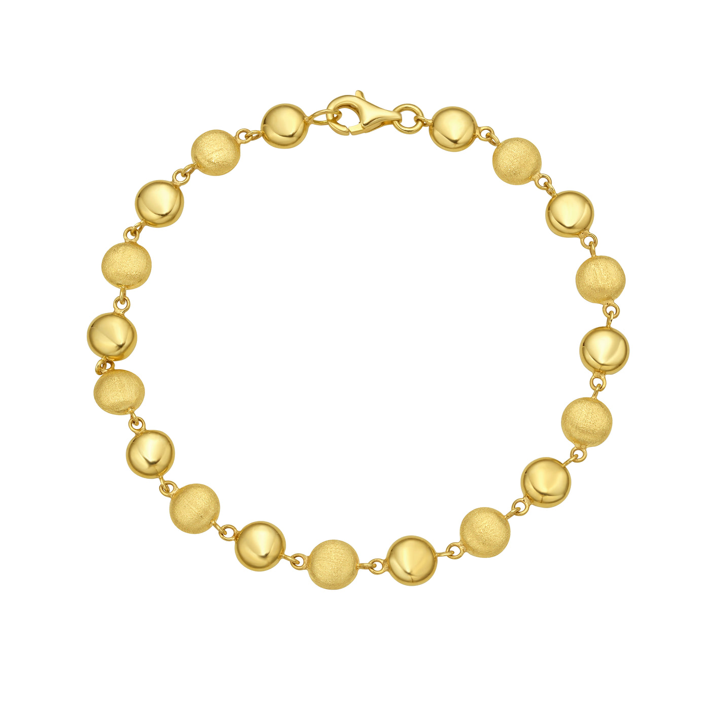 14K Polished/Satin Pebbles Bracelet