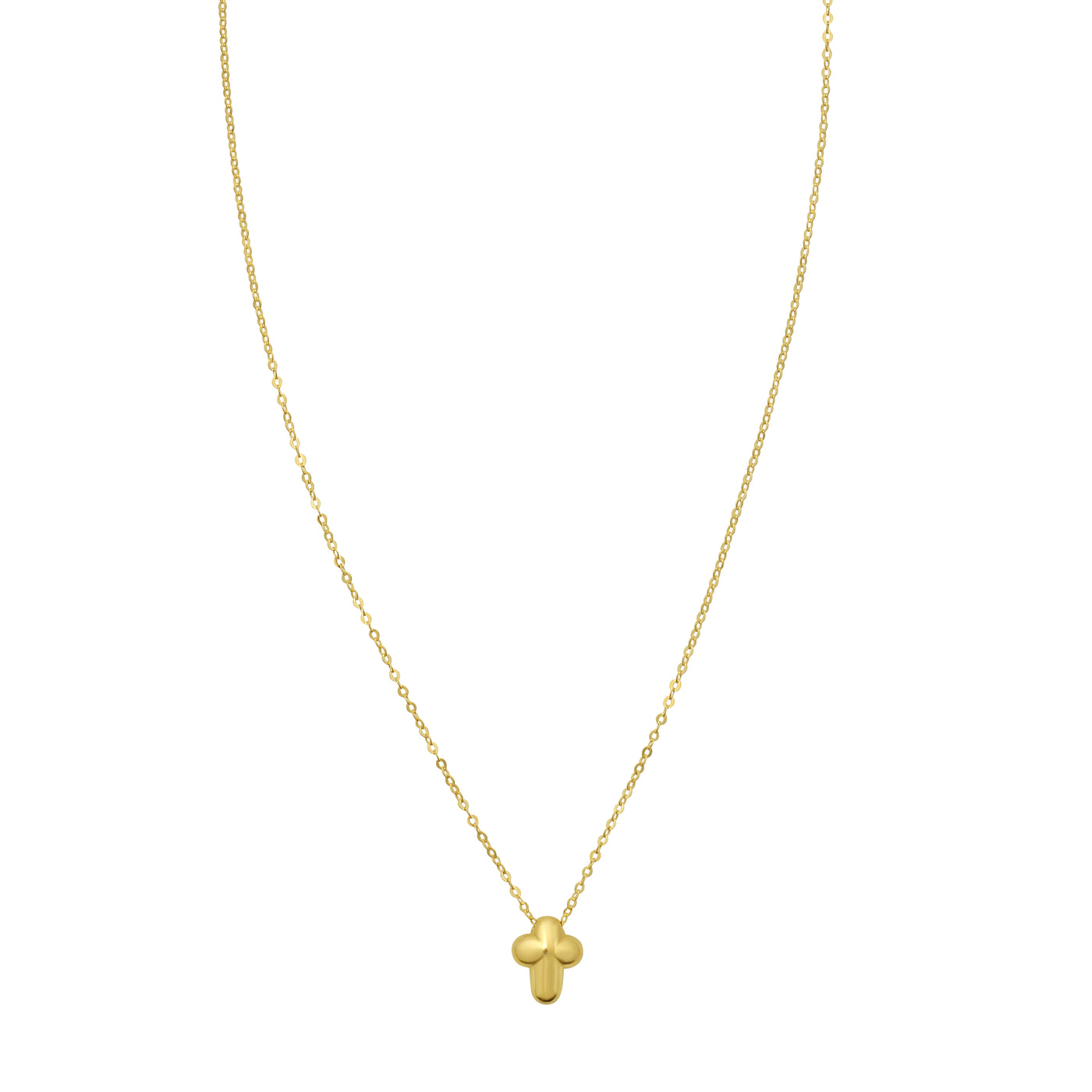 14K Puffed Mini Cross Pendant