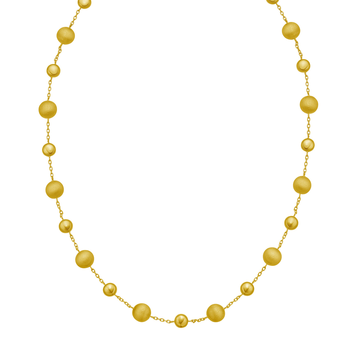 14K Polished/Satin Pebble Links Necklace