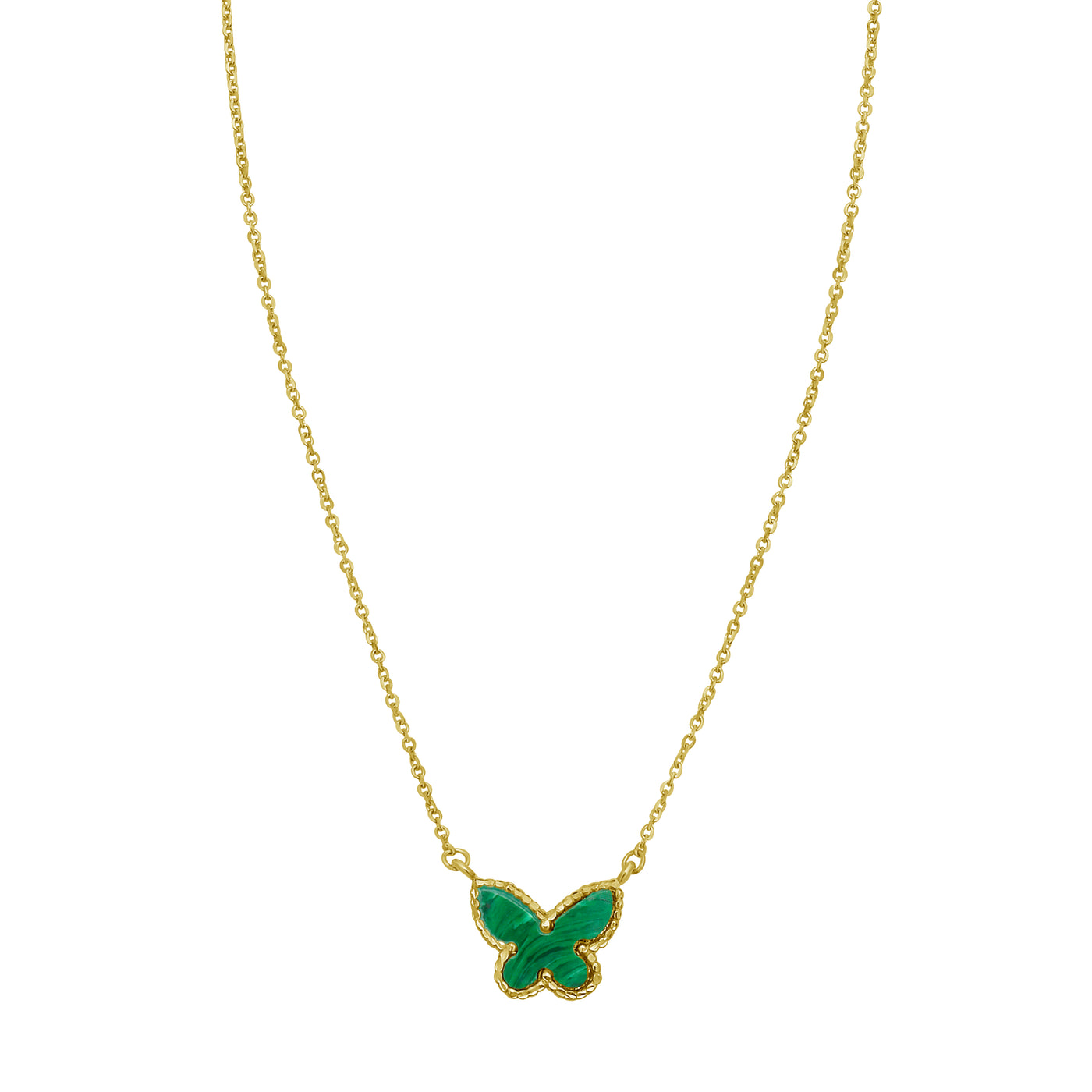 14K Primavera Malachite Butterfly Necklace