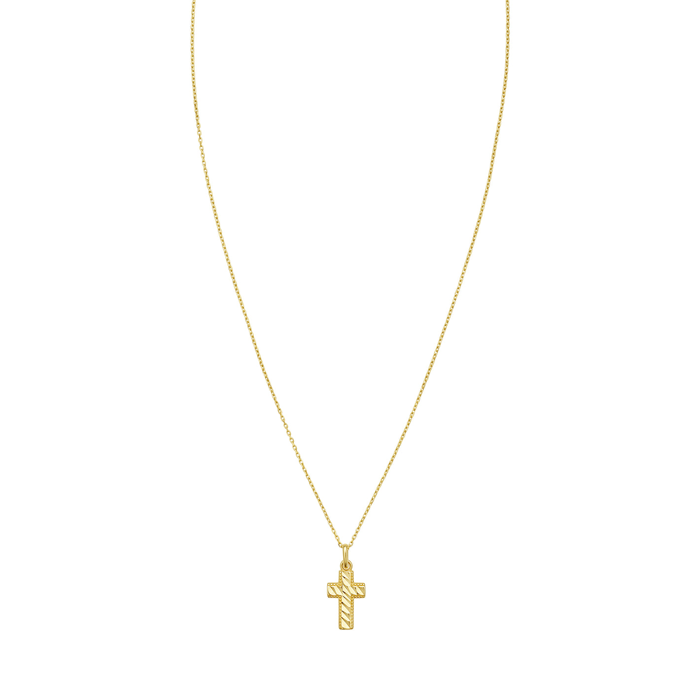 14K Diamond-Cut Cross Necklace
