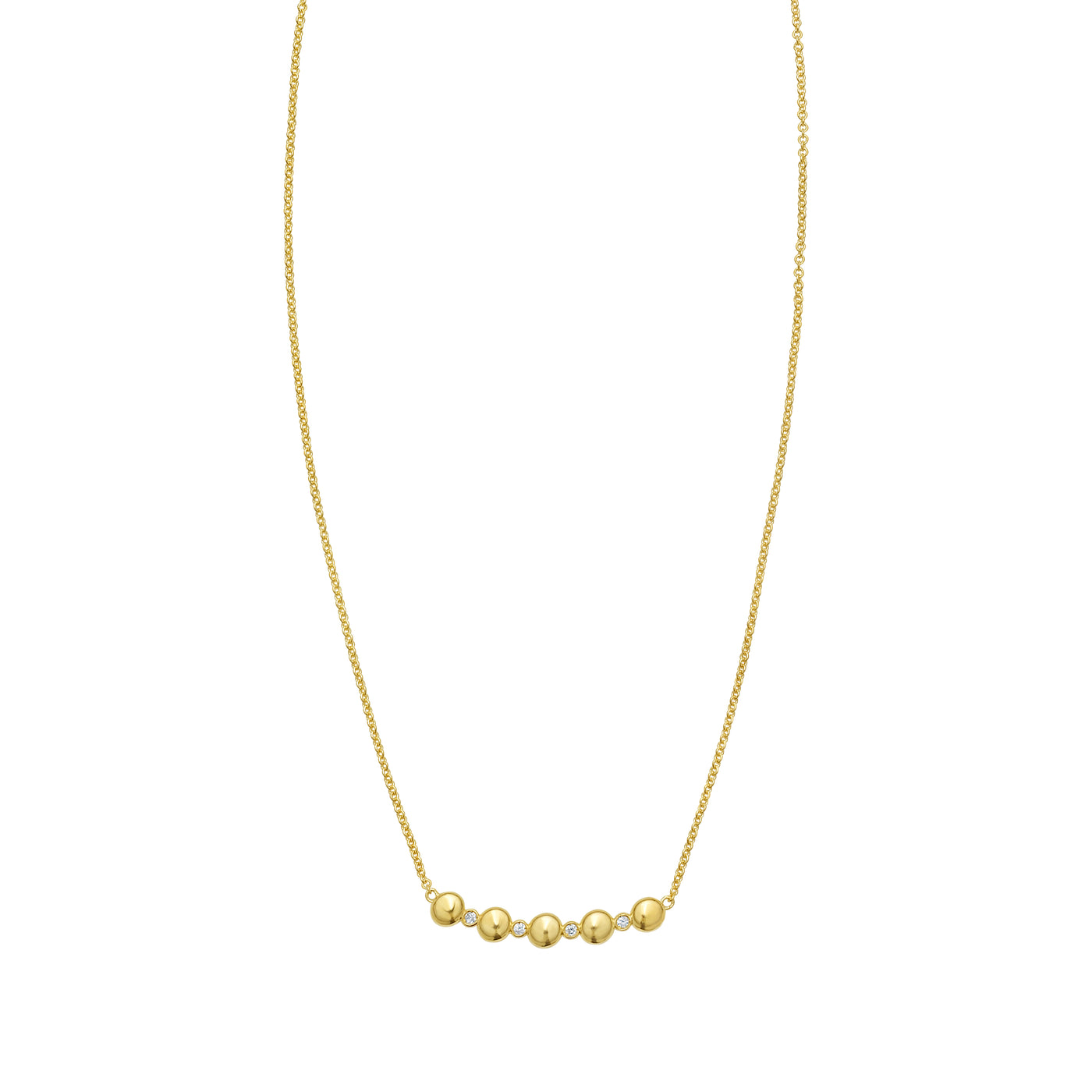 14K Diamond Bar Bauble Necklace