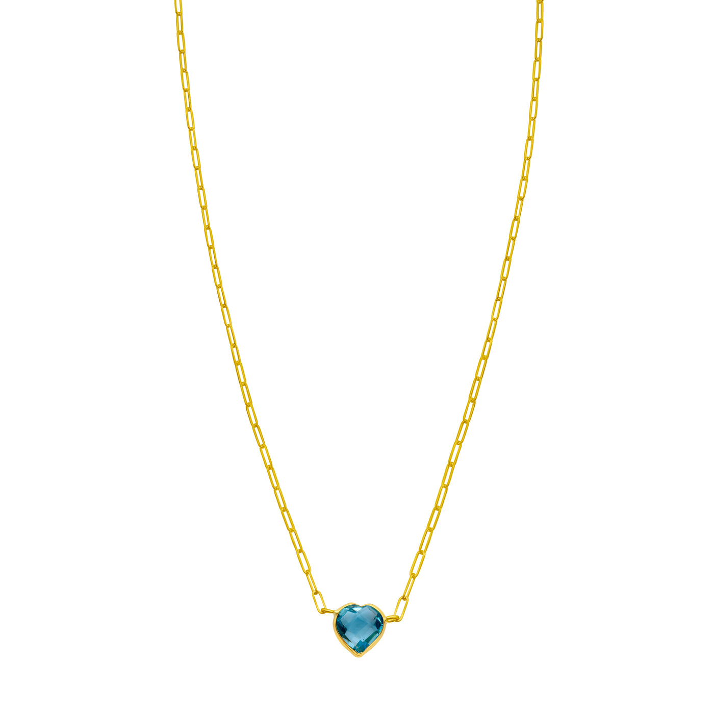 14K Blue Topaz Heart Necklace