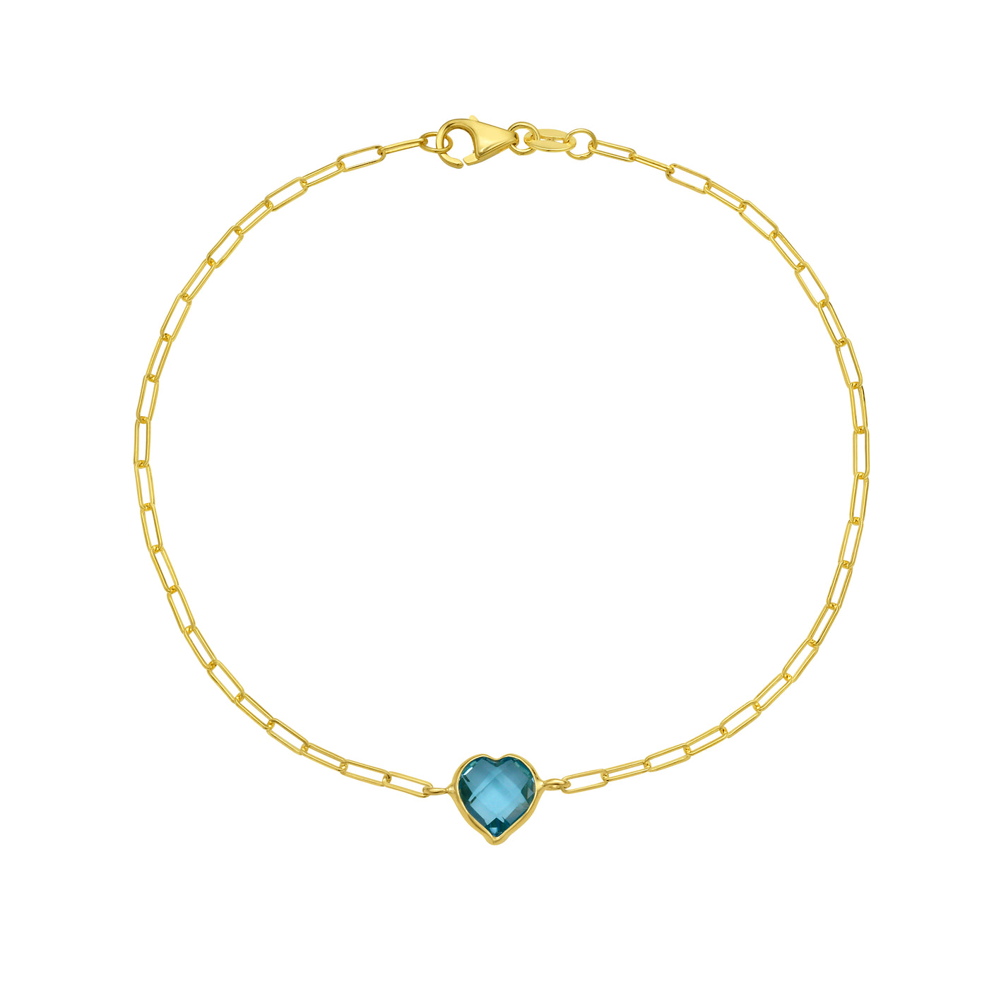 14K Blue Topaz Heart Bracelet