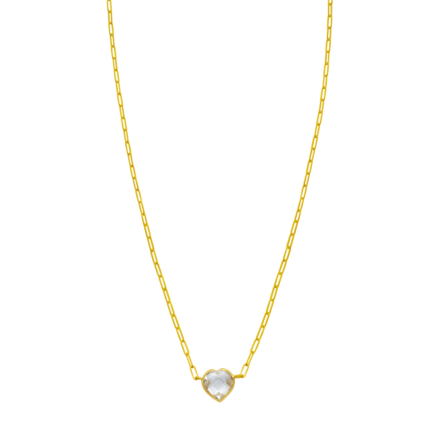 14K White Topaz Heart Necklace