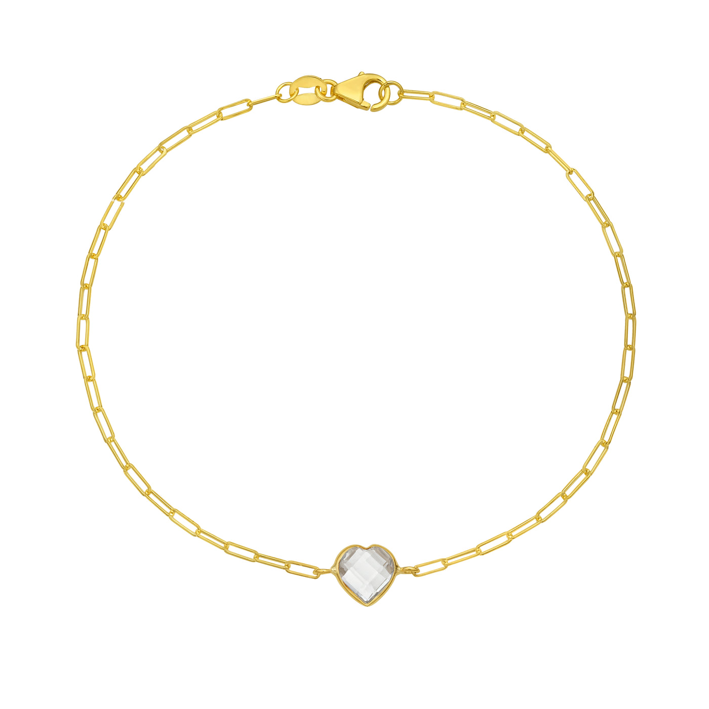 14K White Topaz Heart Bracelet