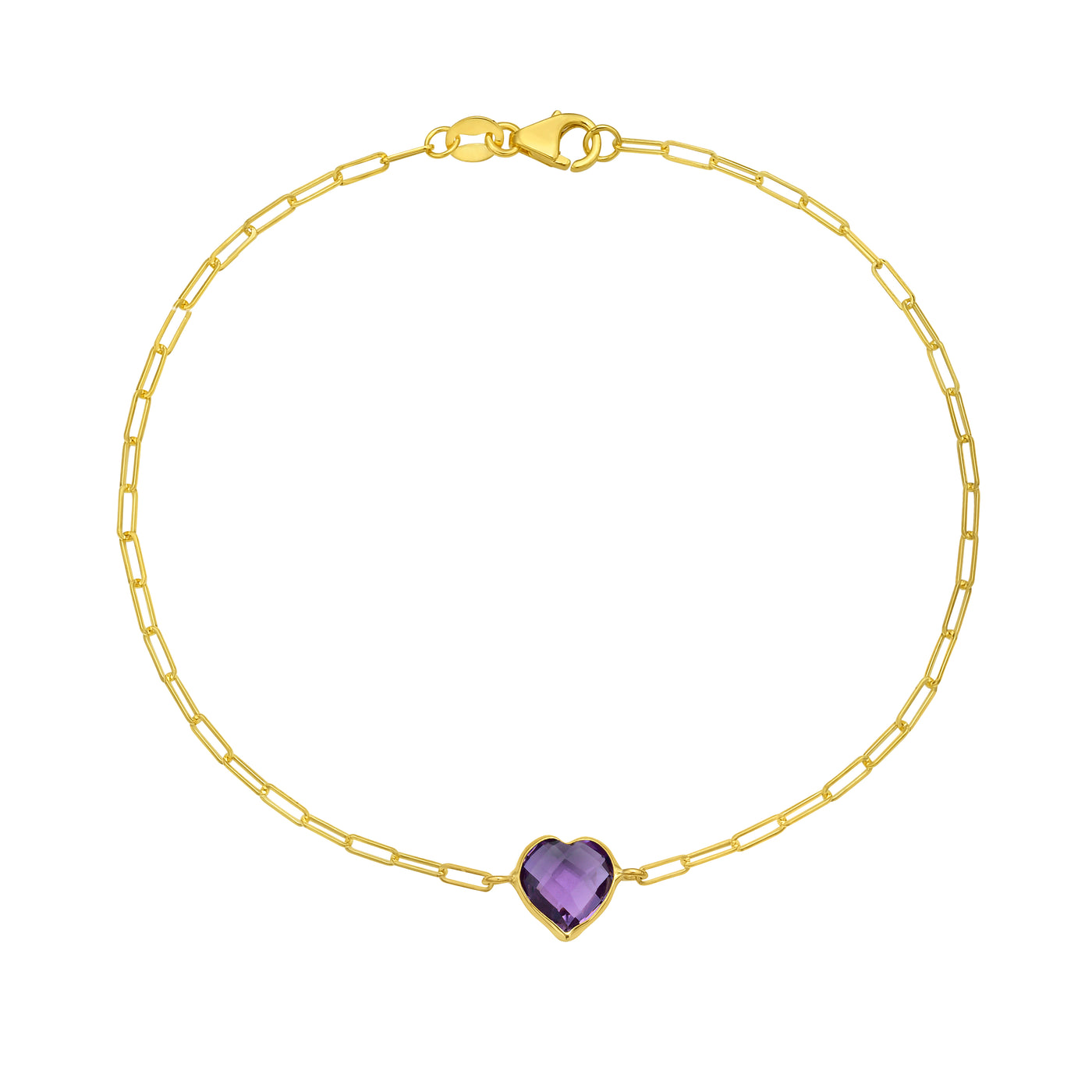 14K Amethyst Heart Bracelet