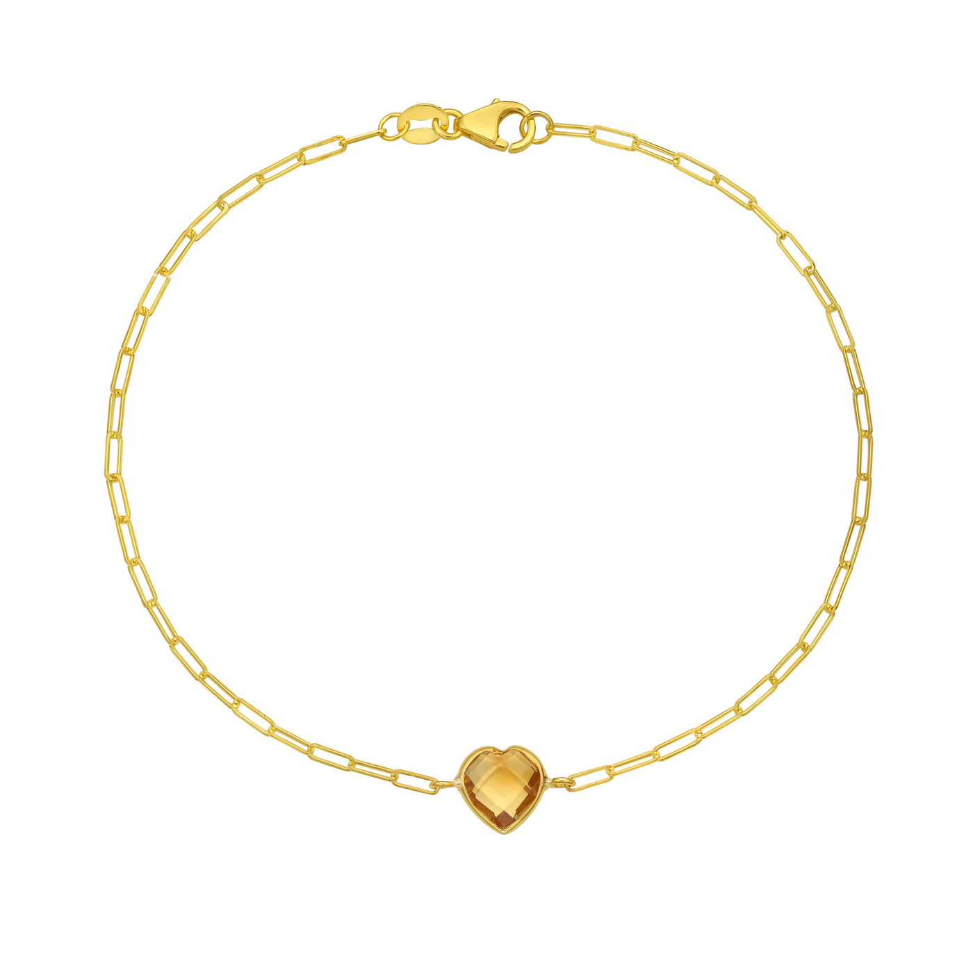 14K Citrine Heart Bracelet