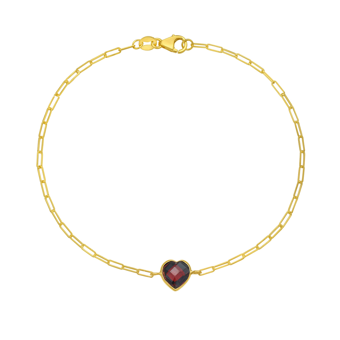 14K Garnet Heart Bracelet