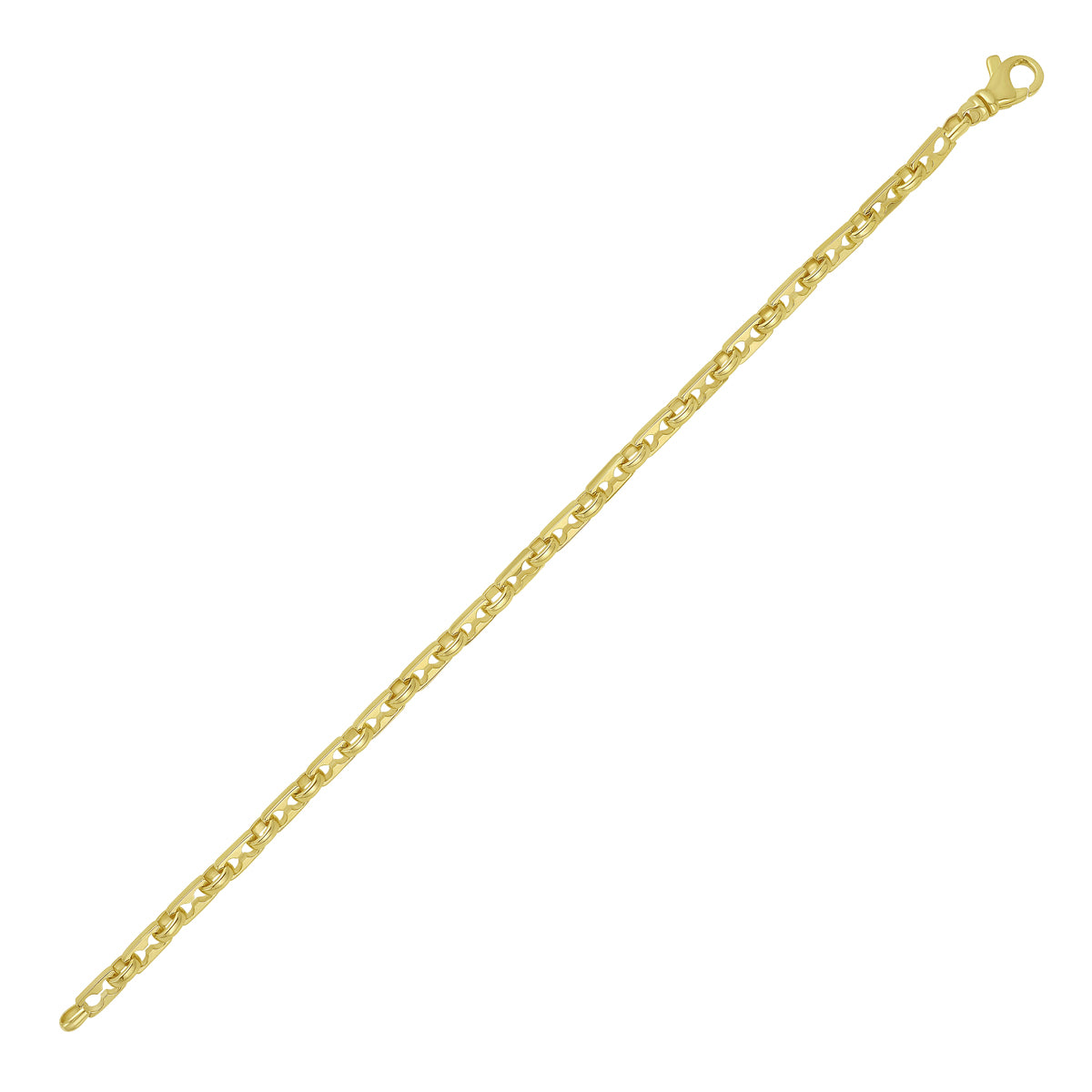 14K Gold Rectagular Railroad Link Bracelet