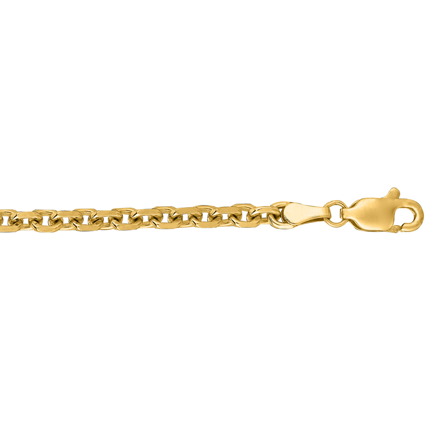 14K Gold 3.7mm Diamond Cut Cable Chain