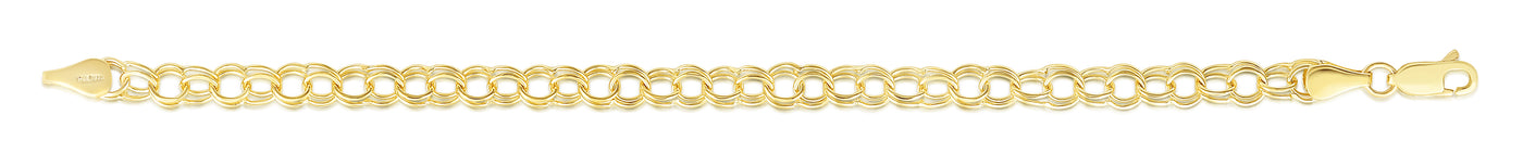 14K Gold Small Double Link Charm Bracelet