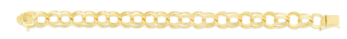 14K Gold 10mm Large Double Link Charm Bracelet