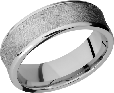 Cobalt chrome 7mm concave beveled band with an inlay of authentic Gibeon Meteorite