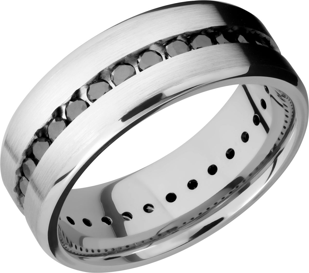 Cobalt chrome 8mm beveled band with .04ct channel-set eternity black diamonds