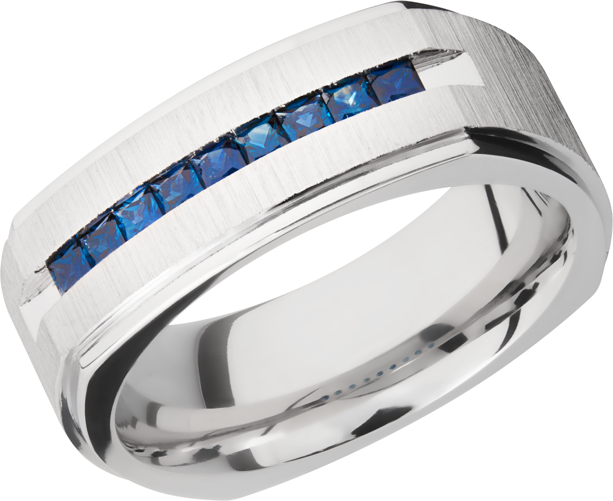 Cobalt chrome 8mm flat square band with grooved edges and