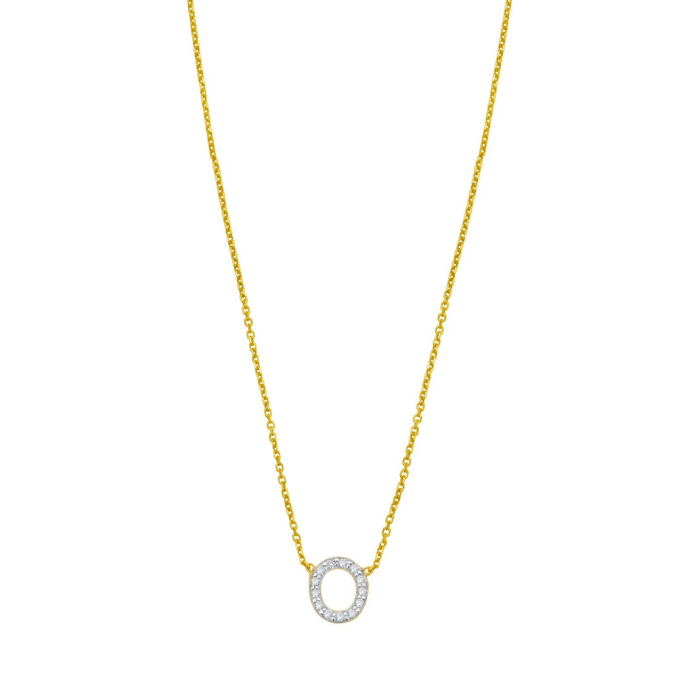 14K Mini Diamond O Initial