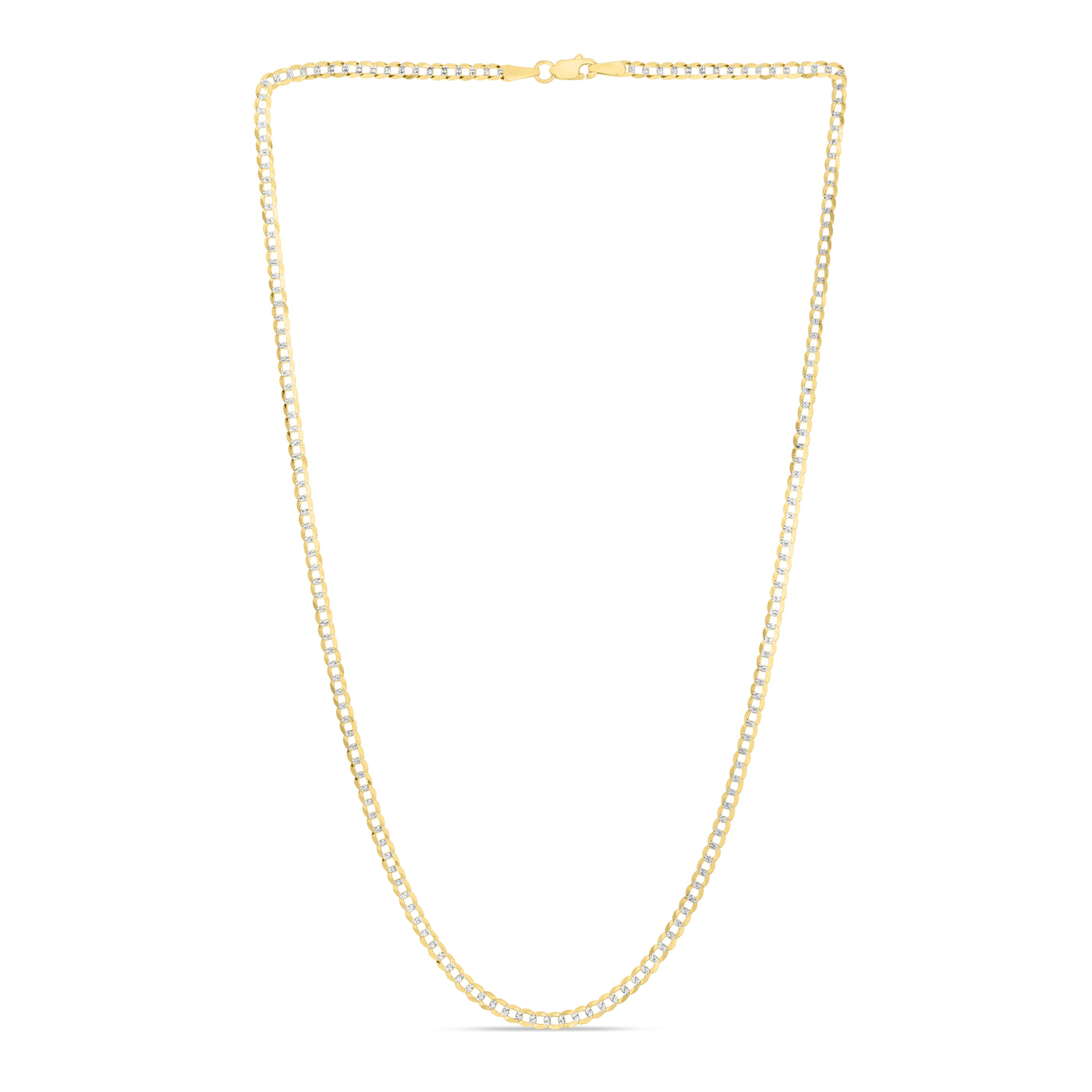 14K Gold 2.6mm White Pave Curb Chain