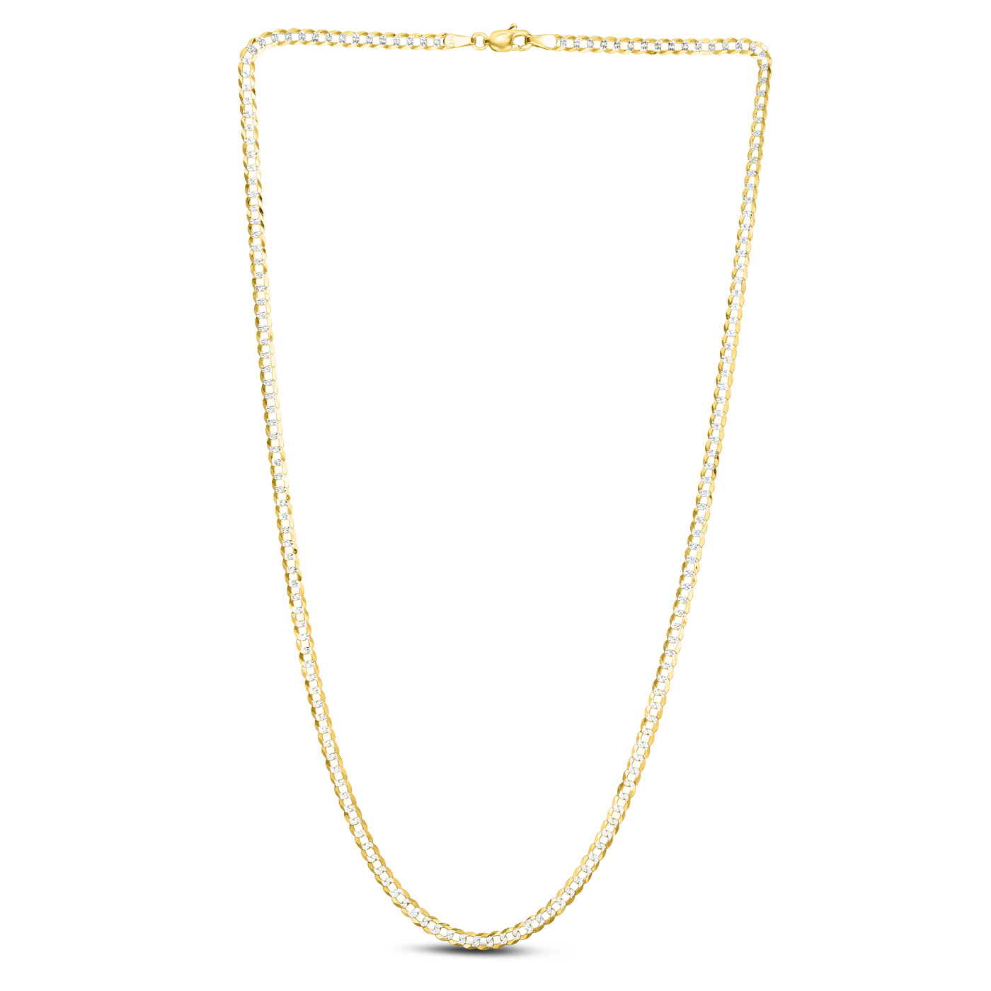 14K Gold 3.2mm White Pave Curb Chain