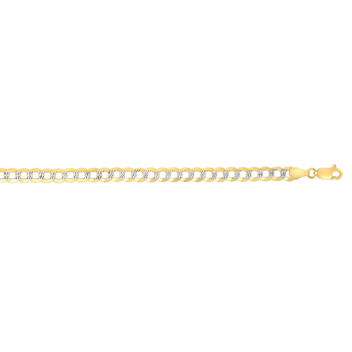 14K Gold 5.7mm White Pave Curb Chain