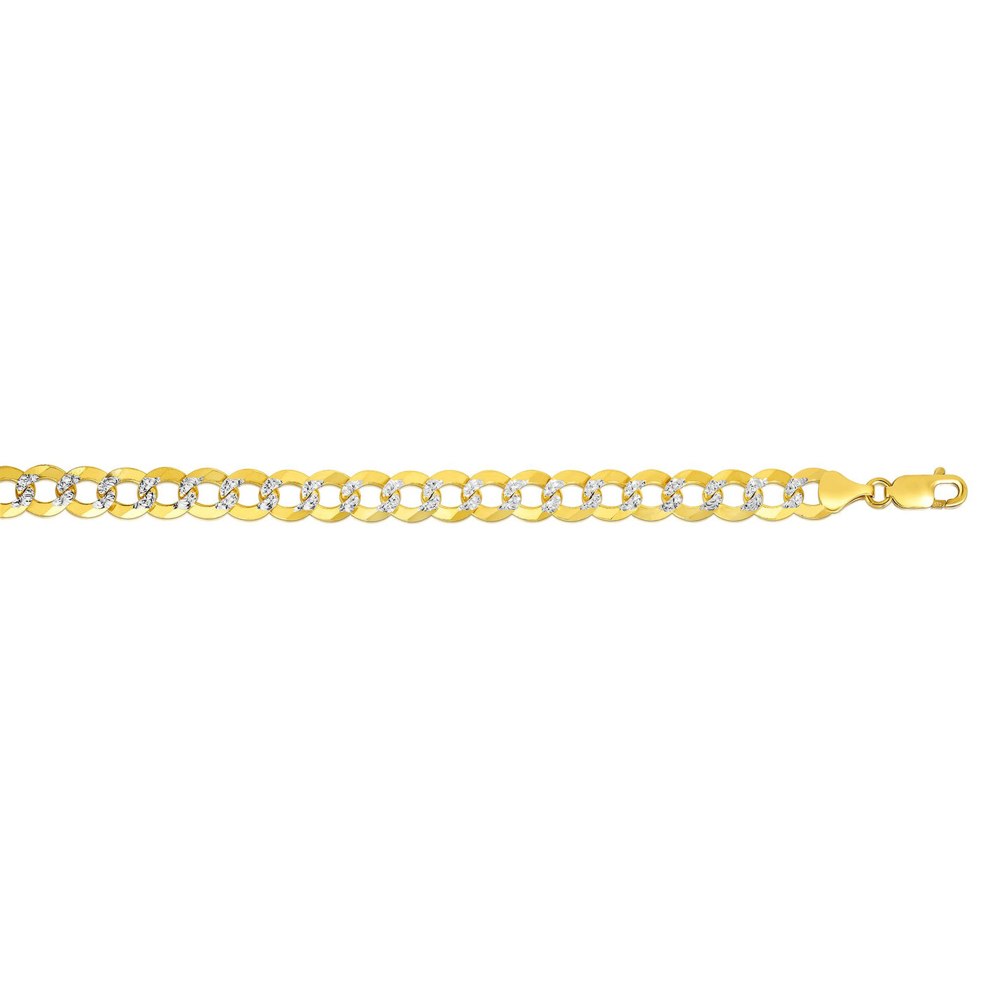 14K Gold 9.7mm White Pave Curb Chain