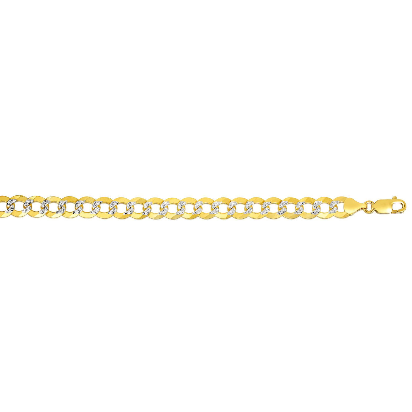 14K Gold 9.7mm White Pave Curb Chain