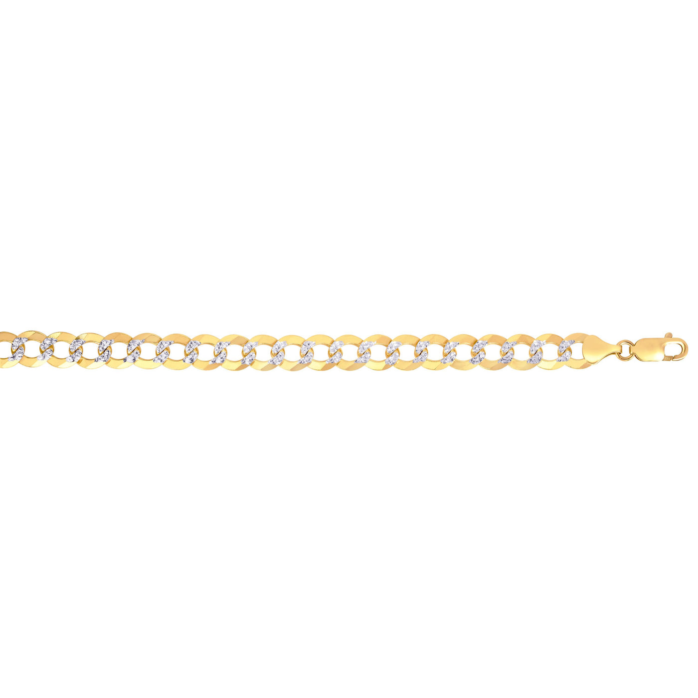 14K Gold 12.18mm White Pave Curb Chain