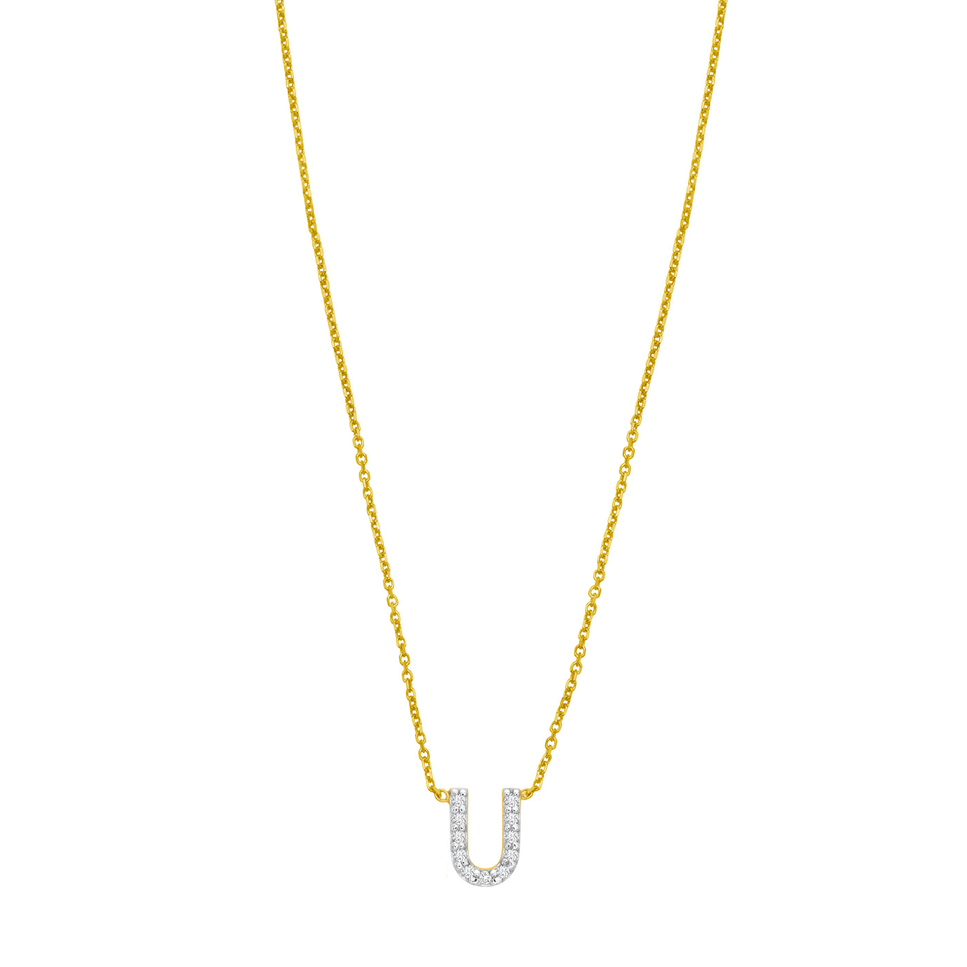 14K Mini Diamond U Initial