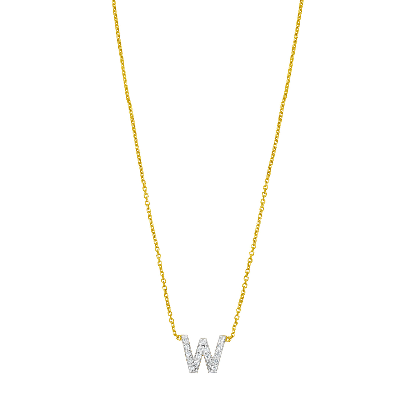 14K Mini Diamond W Initial