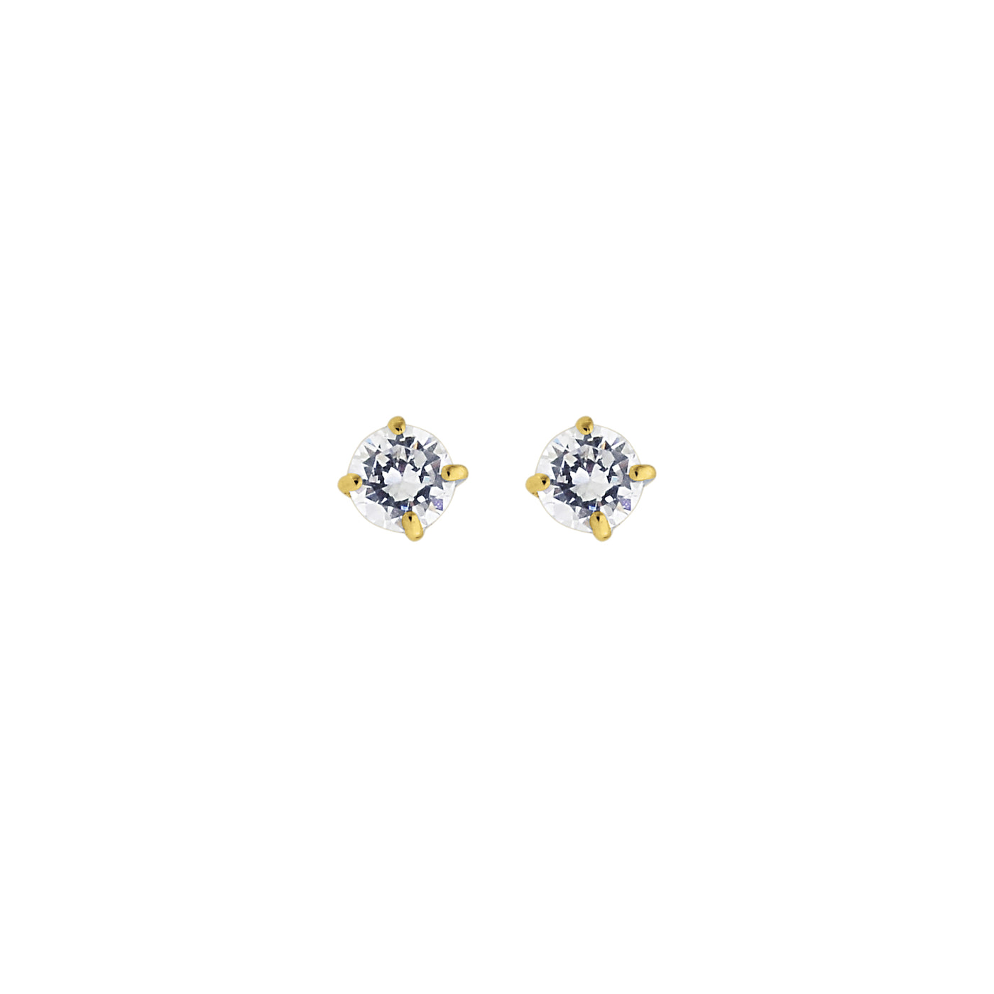 14K Gold 4mm Round CZ Stud Earring