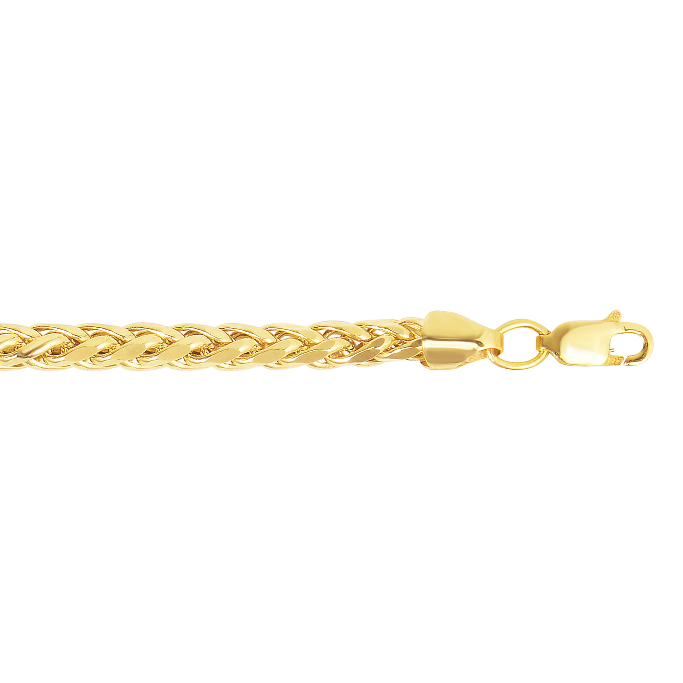 14K Gold 8"" 4.1mm Diamond Cut Lite Round Wheat Chain