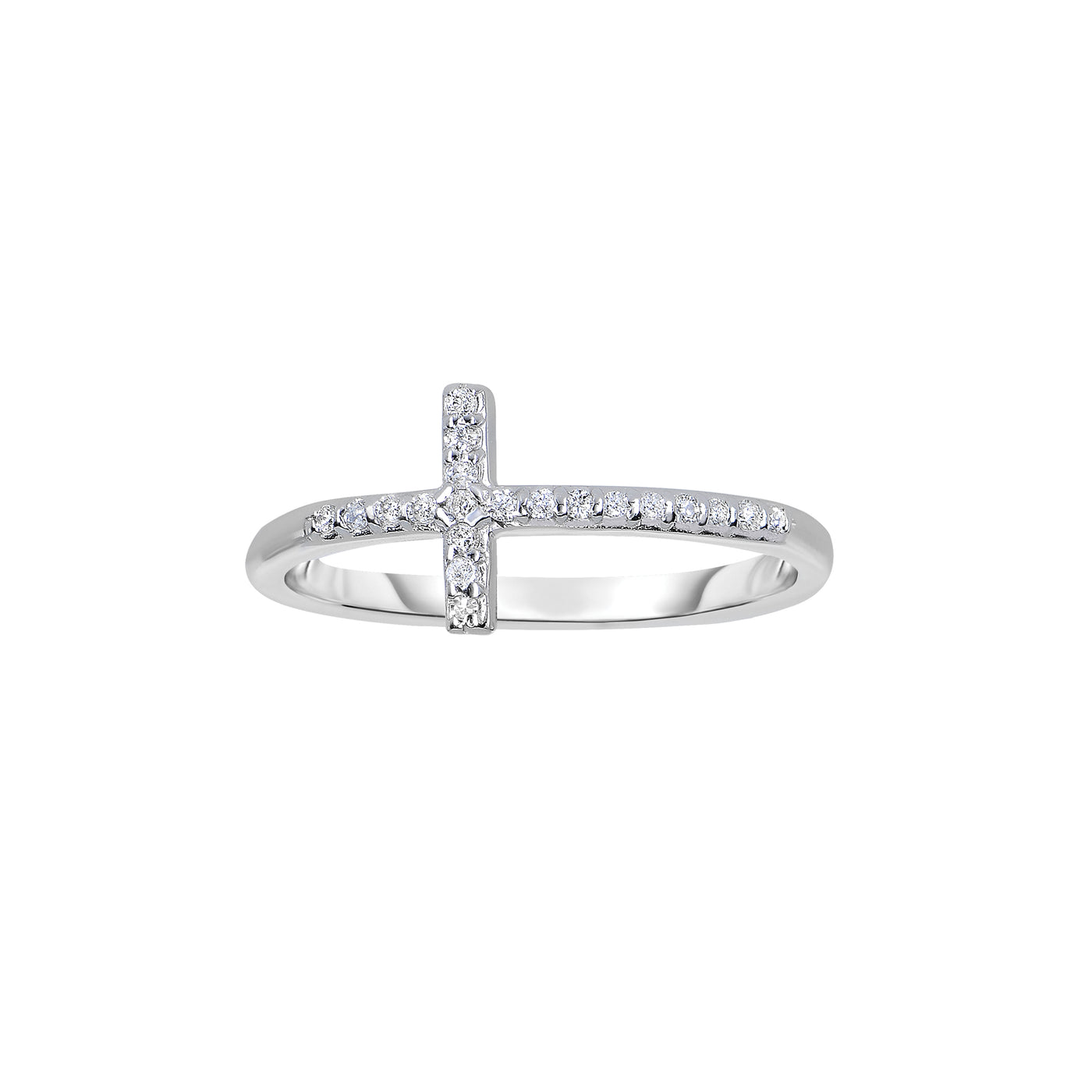 14K Gold .12ct Diamond Side Cross Ring