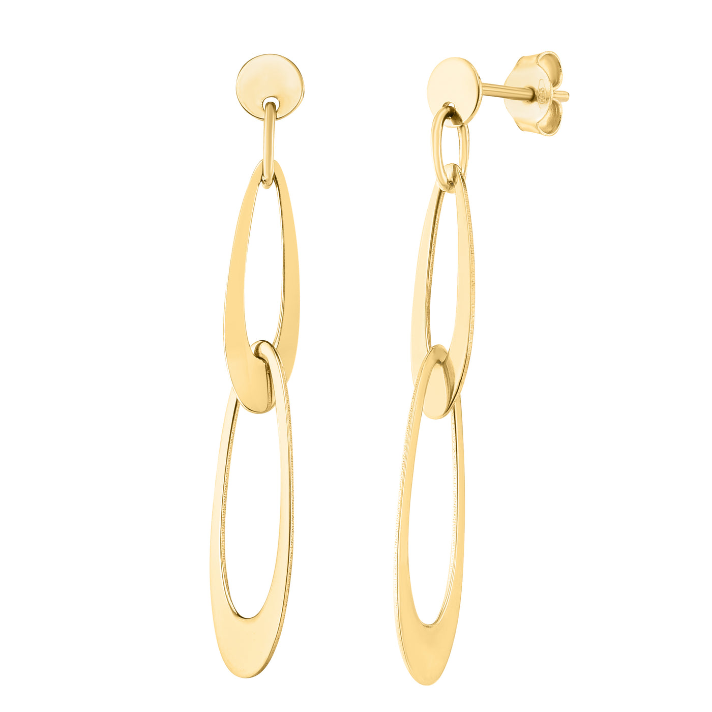 14K Gold Italian Oval Link Earrings