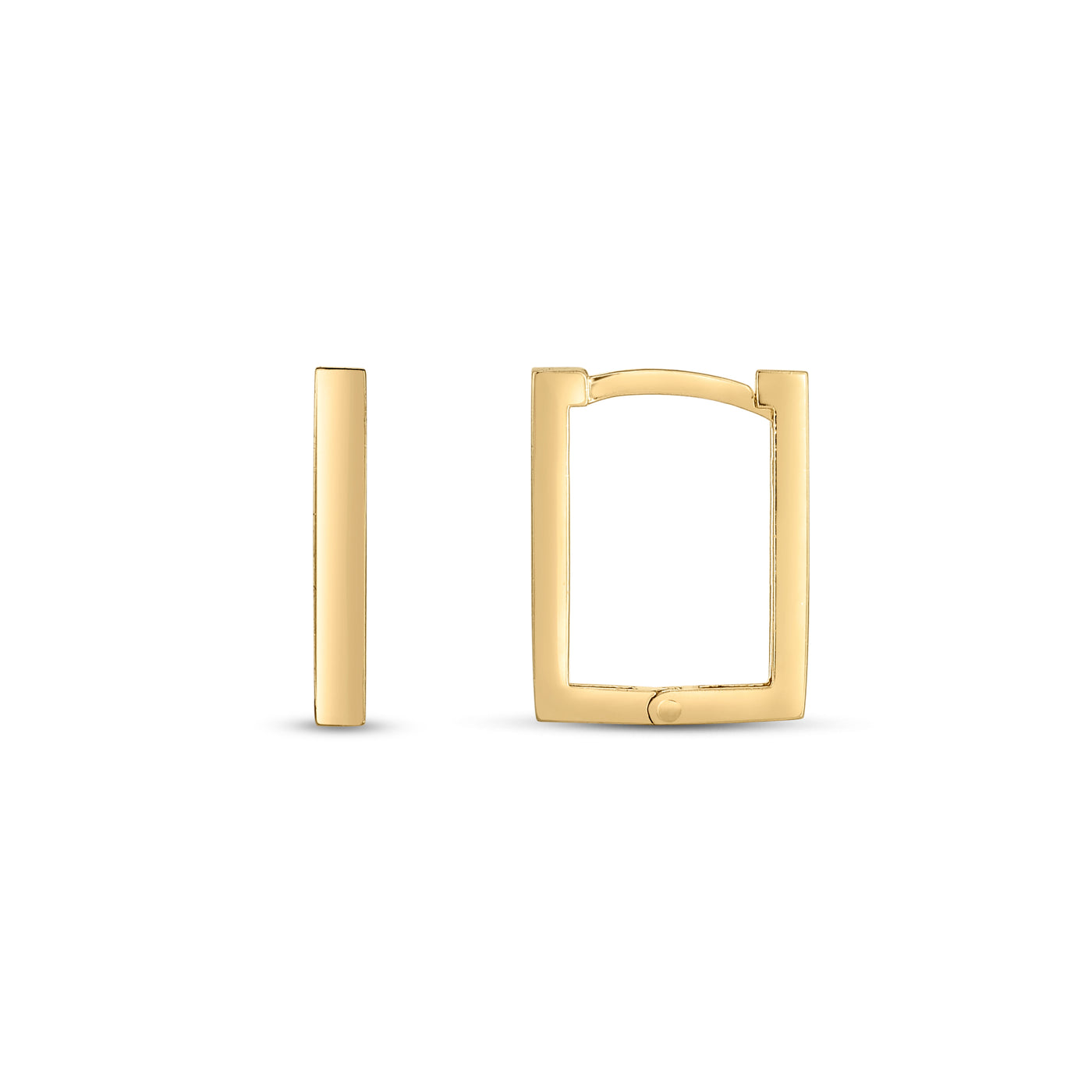 14K Rectangle Huggie Hoops