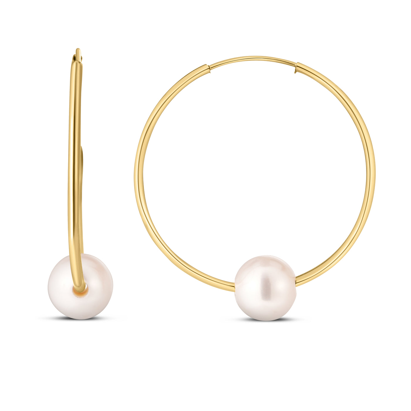 14K Gold Round Endless Pearl Earring