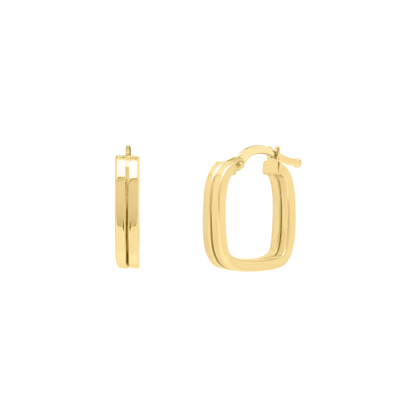 14K Double Square Tube Hoops