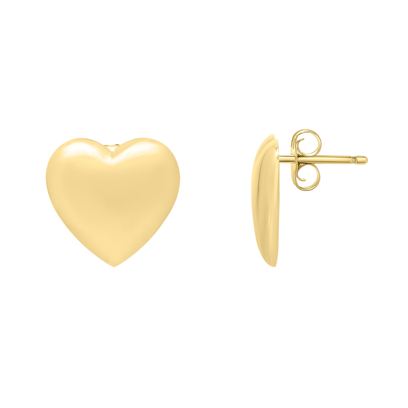 14K Gold Heart Puffed Up Studs