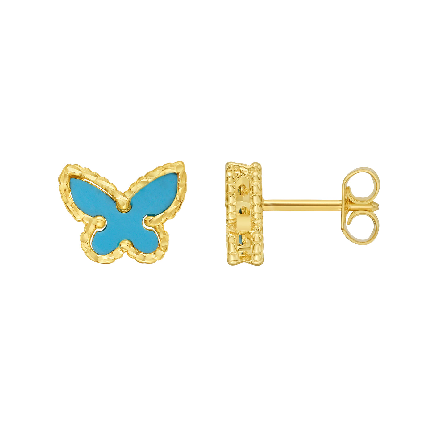 14K Primavera Turquoise Butterfly Studs