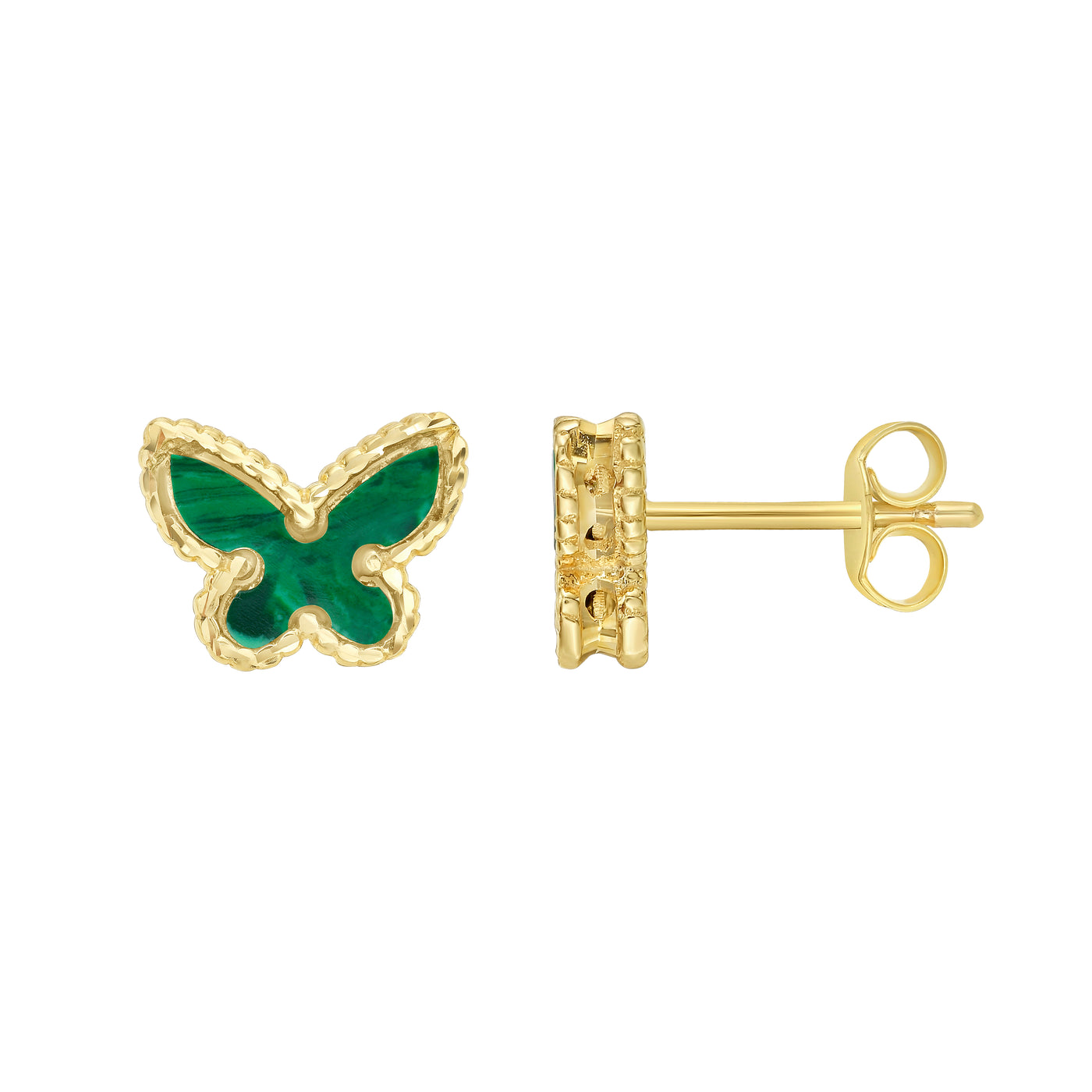 14K Primavera Malachite Butterfly Studs