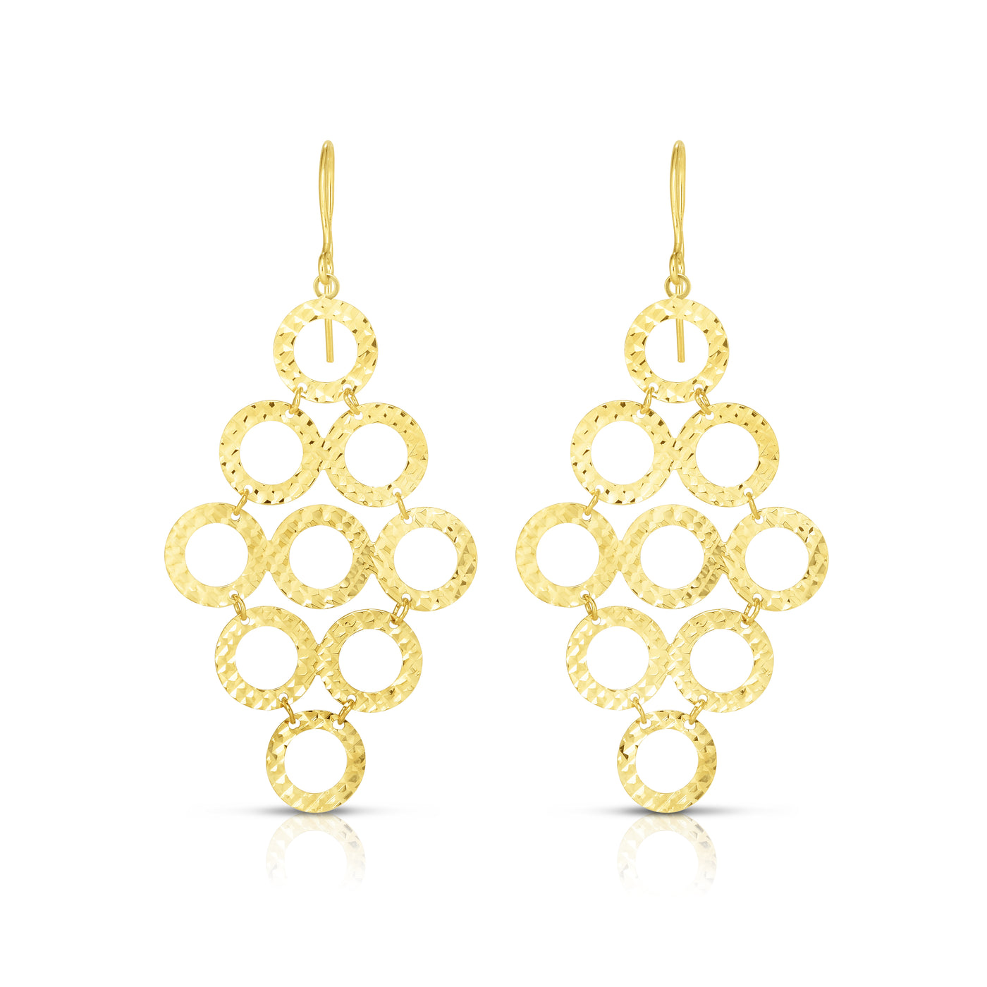 14K Gold Diamond Cut Circles Chandelier Earring